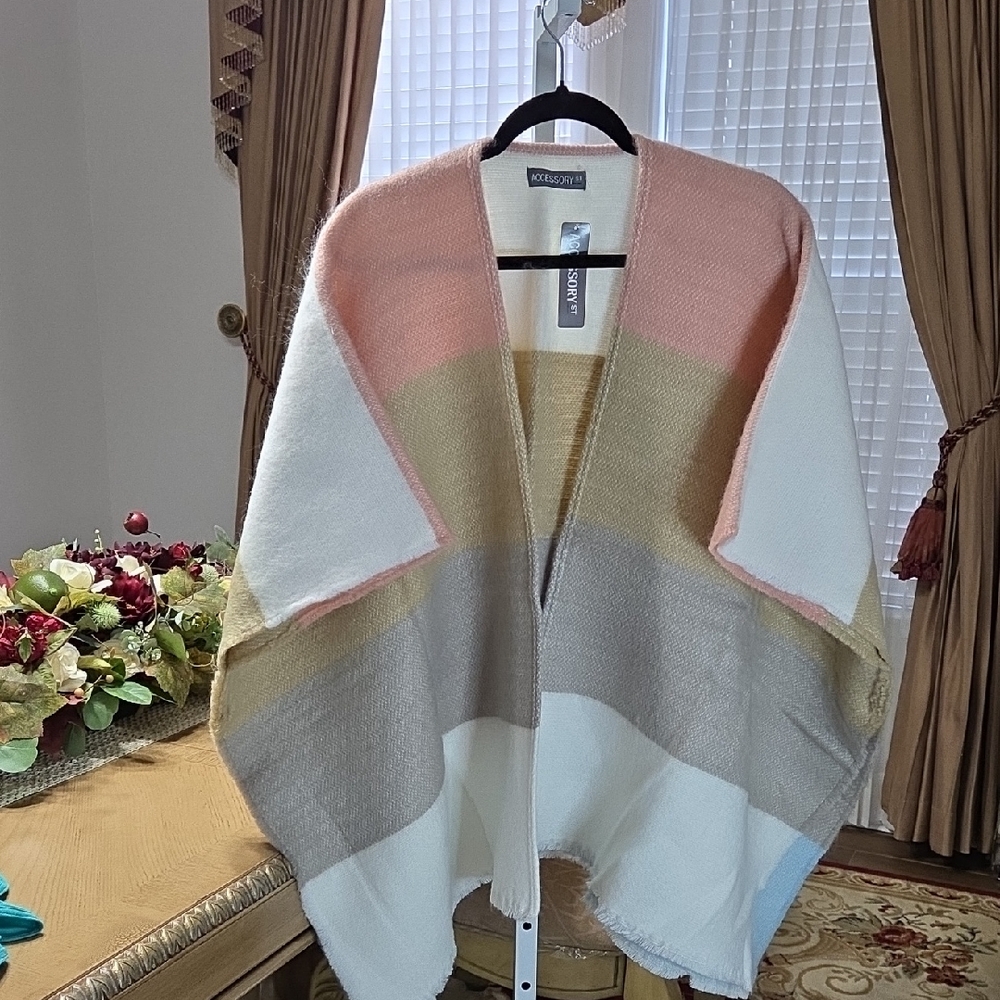 Multicolor Open Front Poncho